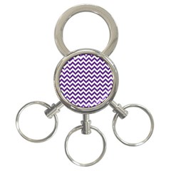 Purple And White Zigzag Pattern 3-ring Key Chain