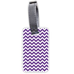 Purple And White Zigzag Pattern Luggage Tag (one Side) by Zandiepants