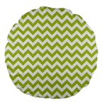 Spring Green And White Zigzag Pattern 18  Premium Round Cushion  Back