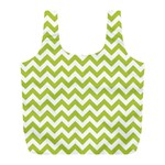 Spring Green And White Zigzag Pattern Reusable Bag (L) Front