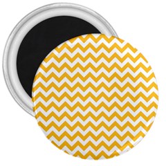 Sunny Yellow And White Zigzag Pattern 3  Button Magnet by Zandiepants