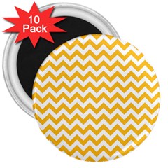 Sunny Yellow And White Zigzag Pattern 3  Button Magnet (10 pack)