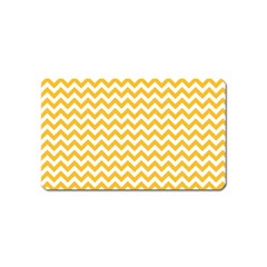 Sunny Yellow And White Zigzag Pattern Magnet (Name Card)