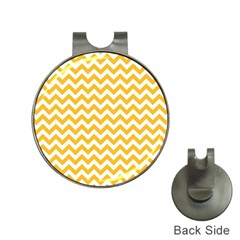 Sunny Yellow And White Zigzag Pattern Hat Clip with Golf Ball Marker