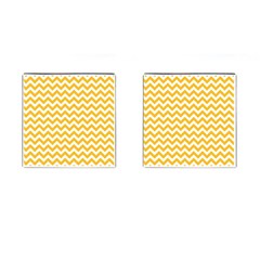 Sunny Yellow And White Zigzag Pattern Cufflinks (Square)