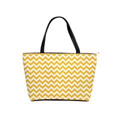 Sunny Yellow And White Zigzag Pattern Large Shoulder Bag