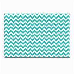 Turquoise And White Zigzag Pattern Postcards 5  X 7  (10 Pack) by Zandiepants