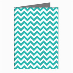 Turquoise And White Zigzag Pattern Greeting Card (8 Pack) by Zandiepants