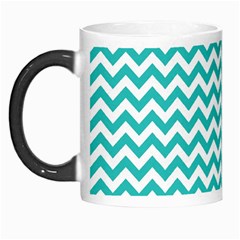 Turquoise And White Zigzag Pattern Morph Mug by Zandiepants