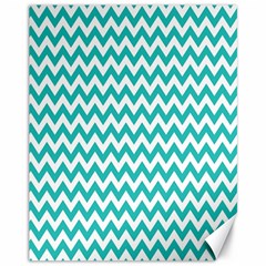 Turquoise And White Zigzag Pattern Canvas 11  X 14  (unframed) by Zandiepants