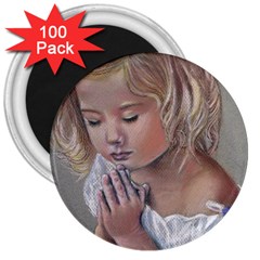 Prayinggirl 3  Button Magnet (100 Pack)