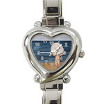 Mom s White Hat Heart Italian Charm Watch  Front