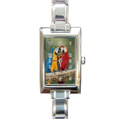 Feathered Friends Rectangular Italian Charm Watch