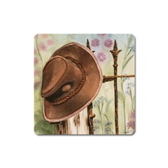Hat On The Fence Magnet (square) by TonyaButcher