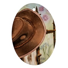 Hat On The Fence Oval Ornament (two Sides) by TonyaButcher