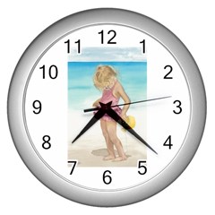 Beach Play Sm Wall Clock (Silver)