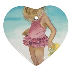 Beach Play Sm Heart Ornament by TonyaButcher