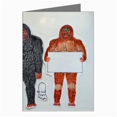 1 Neanderthal & 3 Big Foot,on White, Greeting Card