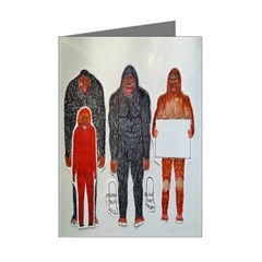 1 Neanderthal & 3 Big Foot,on White, Mini Greeting Card (8 Pack) by creationtruth