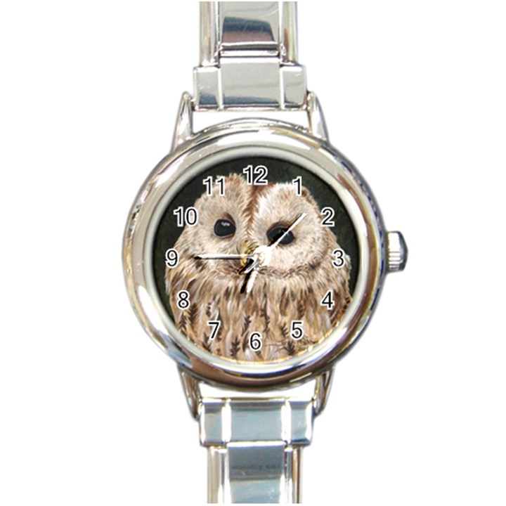 Tawny Owl Round Italian Charm Watch