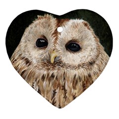 Tawny Owl Heart Ornament (two Sides) by TonyaButcher