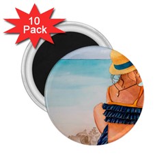 A Day At The Beach 2 25  Button Magnet (10 Pack)