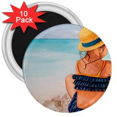 A Day At The Beach 3  Button Magnet (10 Pack)