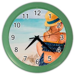 A Day At The Beach Wall Clock (color)