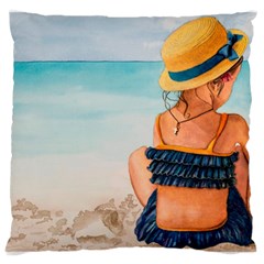 A Day At The Beach Large Cushion Case (single Sided) 