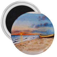 Sunset Beach Watercolor 3  Button Magnet