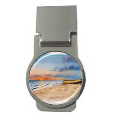 Sunset Beach Watercolor Money Clip (round) by TonyaButcher