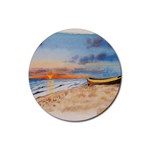 Sunset Beach Watercolor Drink Coaster (Round) Front