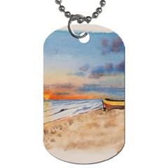 Sunset Beach Watercolor Dog Tag (one Sided)