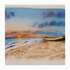 Sunset Beach Watercolor Glasses Cloth (medium, Two Sided)