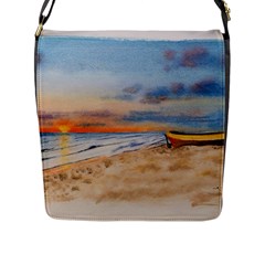 Sunset Beach Watercolor Flap Closure Messenger Bag (large) by TonyaButcher
