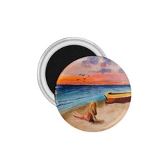 Alone On Sunset Beach 1 75  Button Magnet