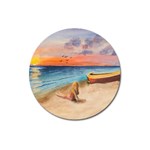 Alone On Sunset Beach Magnet 3  (Round) Front