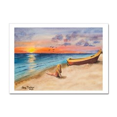 Alone On Sunset Beach A4 Sticker 100 Pack by TonyaButcher