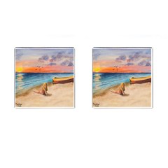 Alone On Sunset Beach Cufflinks (square)