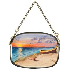 Alone On Sunset Beach Chain Purse (one Side)