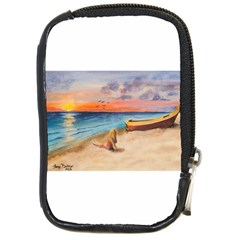 Alone On Sunset Beach Compact Camera Leather Case