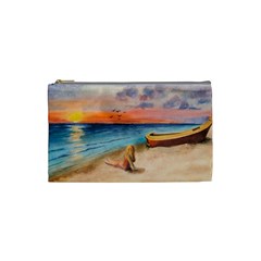 Alone On Sunset Beach Cosmetic Bag (small)