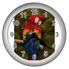 Preening Wall Clock (silver)