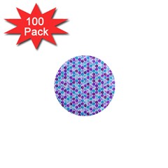 Purple Blue Cubes 1  Mini Button Magnet (100 Pack)