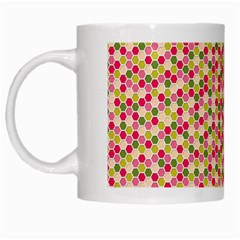 Pink Green Beehive Pattern White Coffee Mug