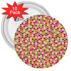 Pink Green Beehive Pattern 3  Button (10 Pack) by Zandiepants