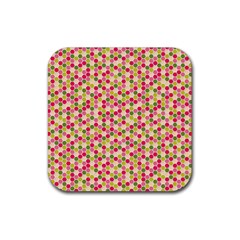 Pink Green Beehive Pattern Drink Coaster (square) by Zandiepants