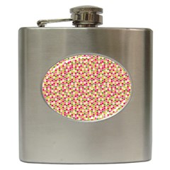 Pink Green Beehive Pattern Hip Flask by Zandiepants