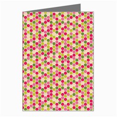 Pink Green Beehive Pattern Greeting Card by Zandiepants