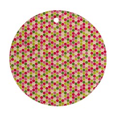 Pink Green Beehive Pattern Round Ornament (two Sides) by Zandiepants